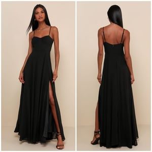 NWT Lulu's Cause for Commotion Black Pleated Bustier Maxi Dress Large